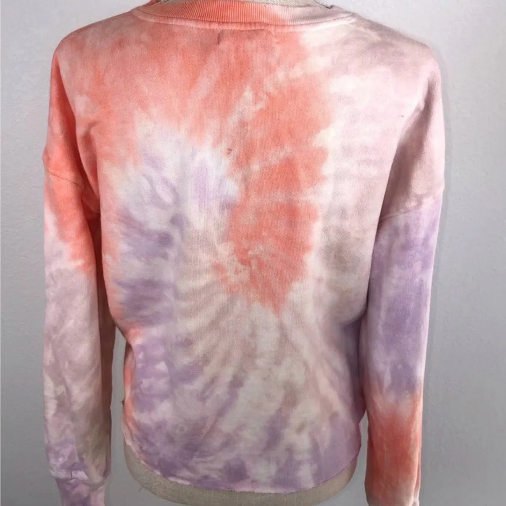 FREE PEOPLE N: PHILANTHROPY WOMENS FRONT BUTTON TIE DIE CROP SWEATSHIRT NWT - Picture 4 of 4